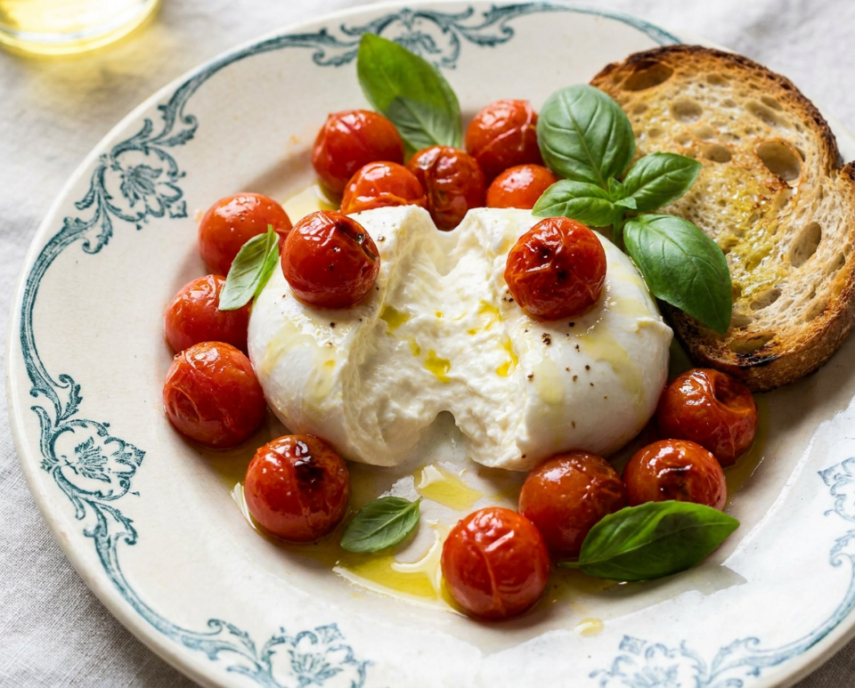 Mozzarella con pomodorini scoppiati