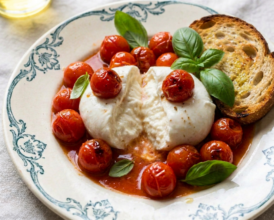 Mozzarella con pomodorini scoppiati: il piatto estivo fresco e saporito da portare in tavola