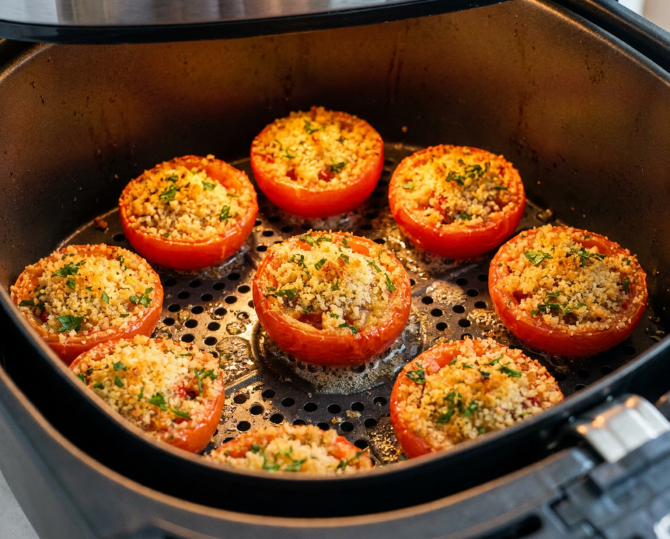 Posso prepararli in anticipo?
Sì.
Potete prepararli qualche ora prima e cuocerli all'ultimo momento.

Si possono congelare?
Sì, una volta cotti e completamente raffreddati.

Posso usare il pomodoro cuore di bue?
È probabilmente la varietà migliore per questa ricetta.

Posso cuocerli in friggitrice ad aria?
Sì.
Riducete leggermente i tempi.
