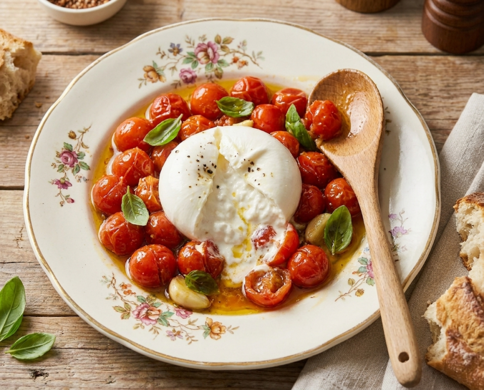 Pomodorini scoppiati con burrata