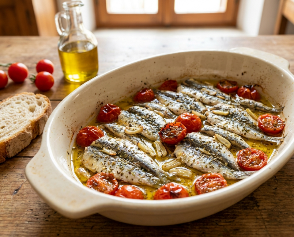 Acciughe alla pizzaiola al forno