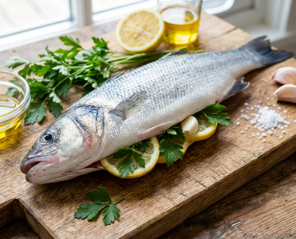 Branzino pronto per la cottura alla brace