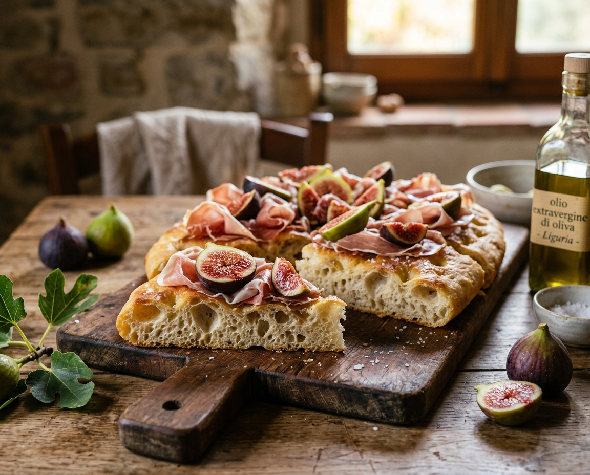 Focaccia genovese con fichi e prosciutto crudo: l’abbinamento irresistibile di fine estate