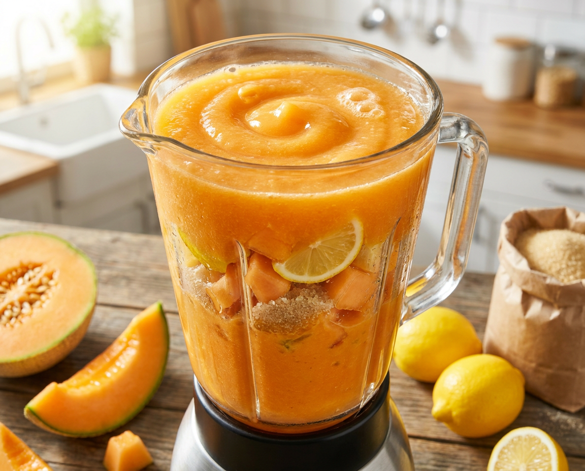 Frullare il melone con gli altri ingredienti