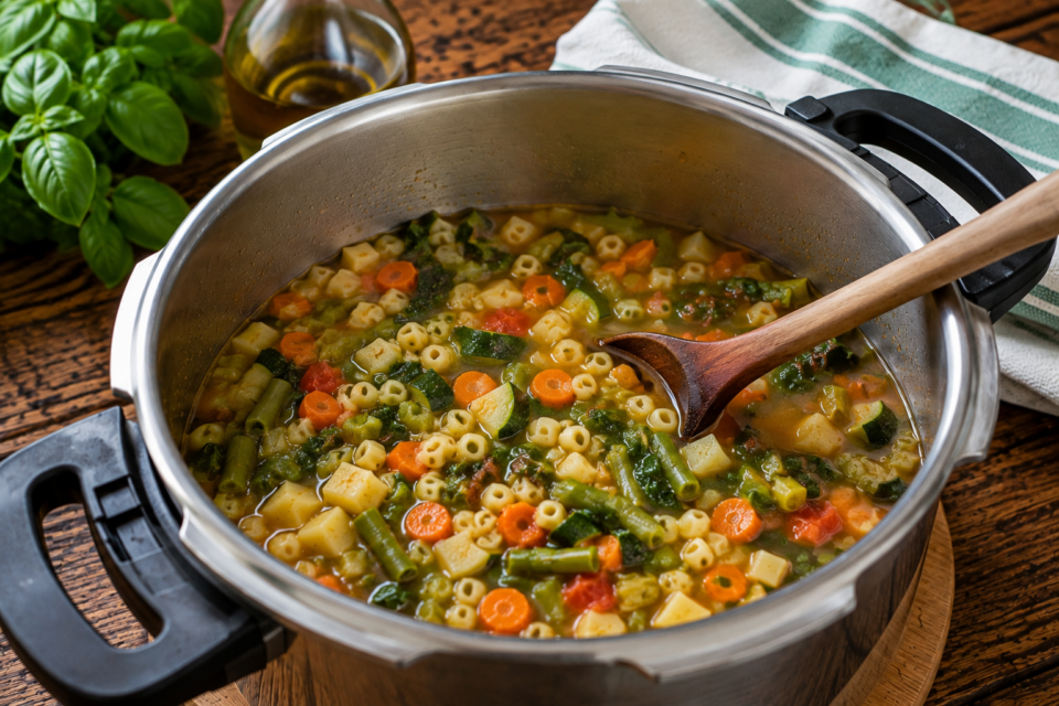 Minestrone con la pasta corta