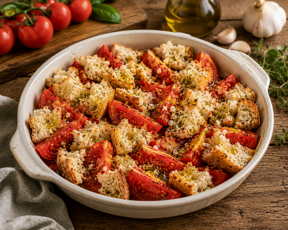 Unite pane e pomodori