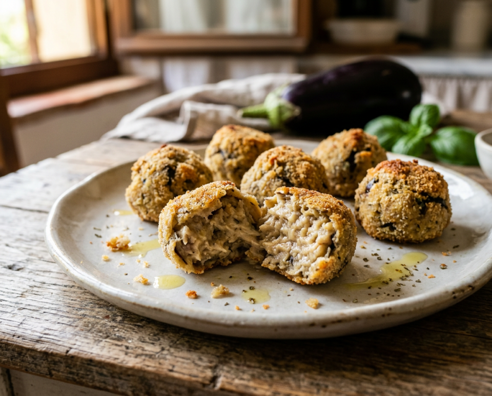 Polpette di melanzane al forno morbide dentro e croccanti fuori
