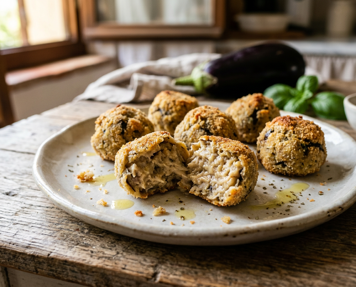 Polpette di melanzane al forno morbide dentro e croccanti fuori