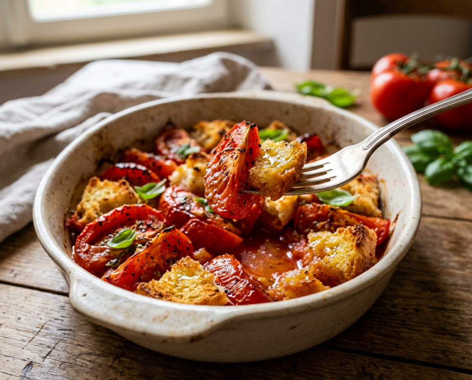 Pomodori al forno con pane croccante: la ricetta di fine estate semplice e irresistibile
