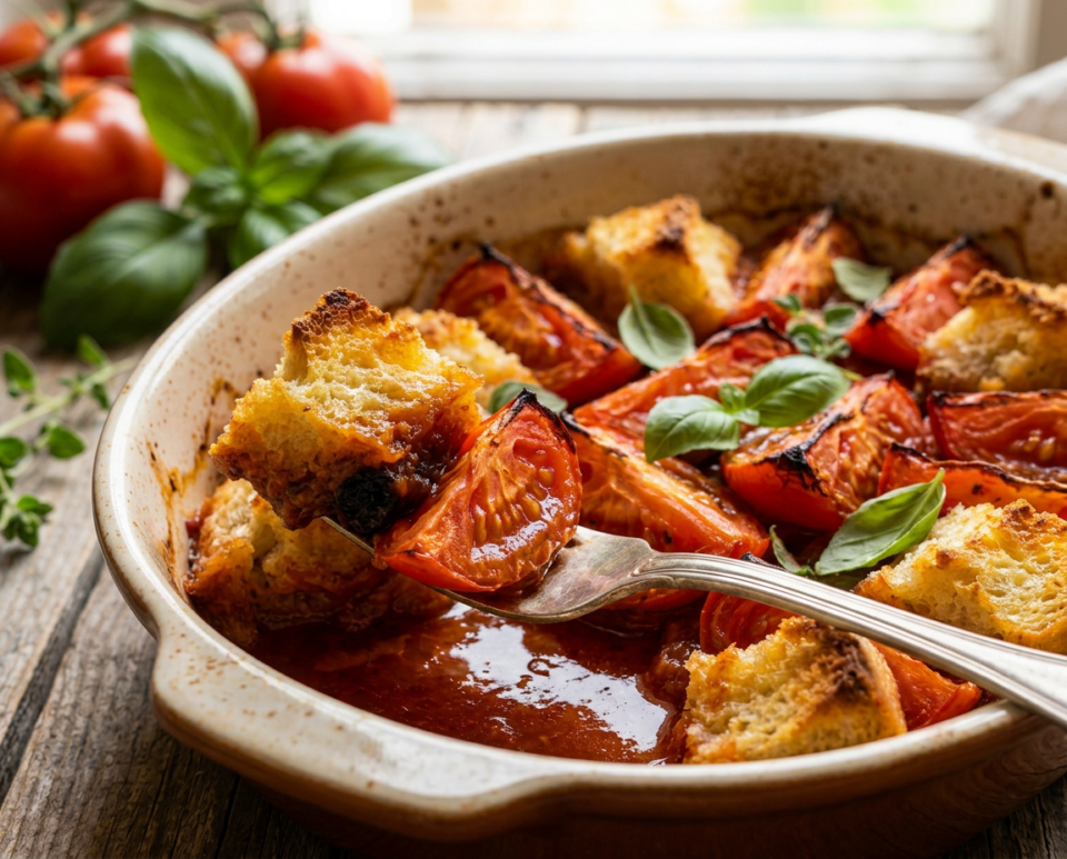 Pomodori al forno con pane croccante: la ricetta di fine estate semplice e irresistibile