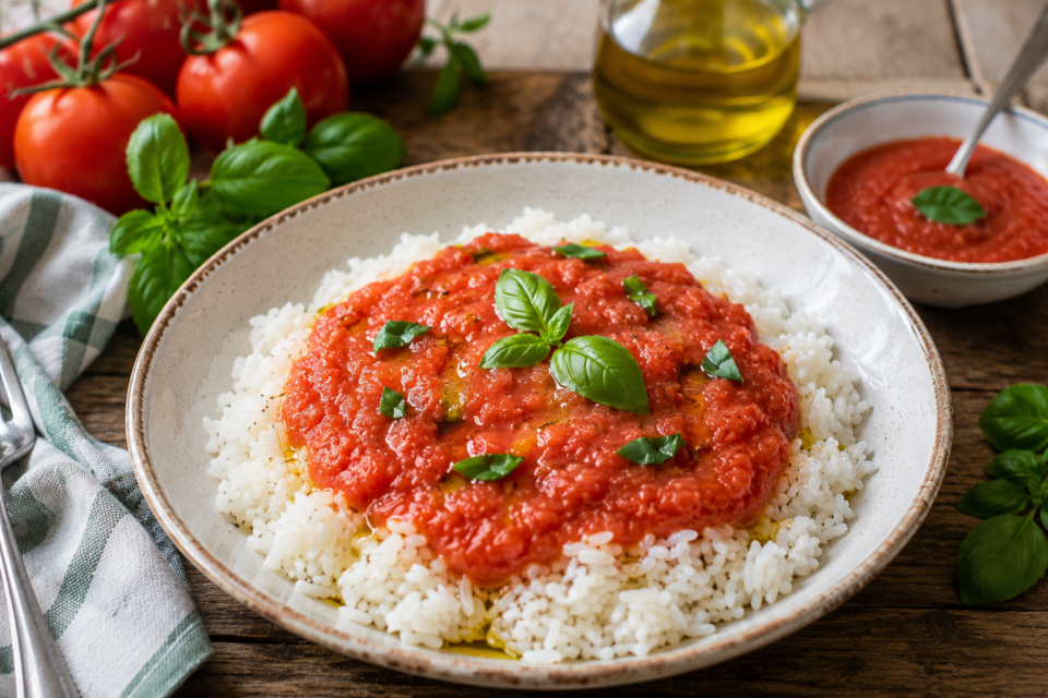 Riso al pomodoro crudo frullato