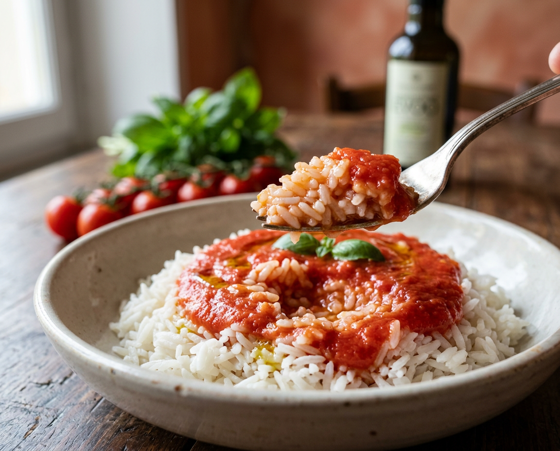 Riso al pomodoro crudo frullato e basilico: fresco, cremoso e velocissimo