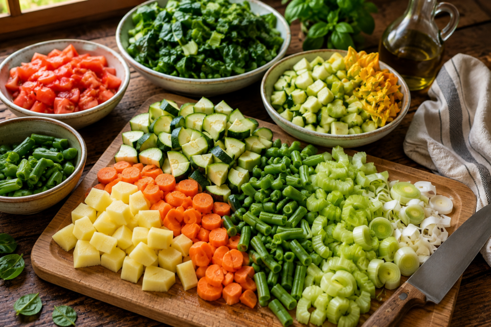 Verdure tagliate per minestrone