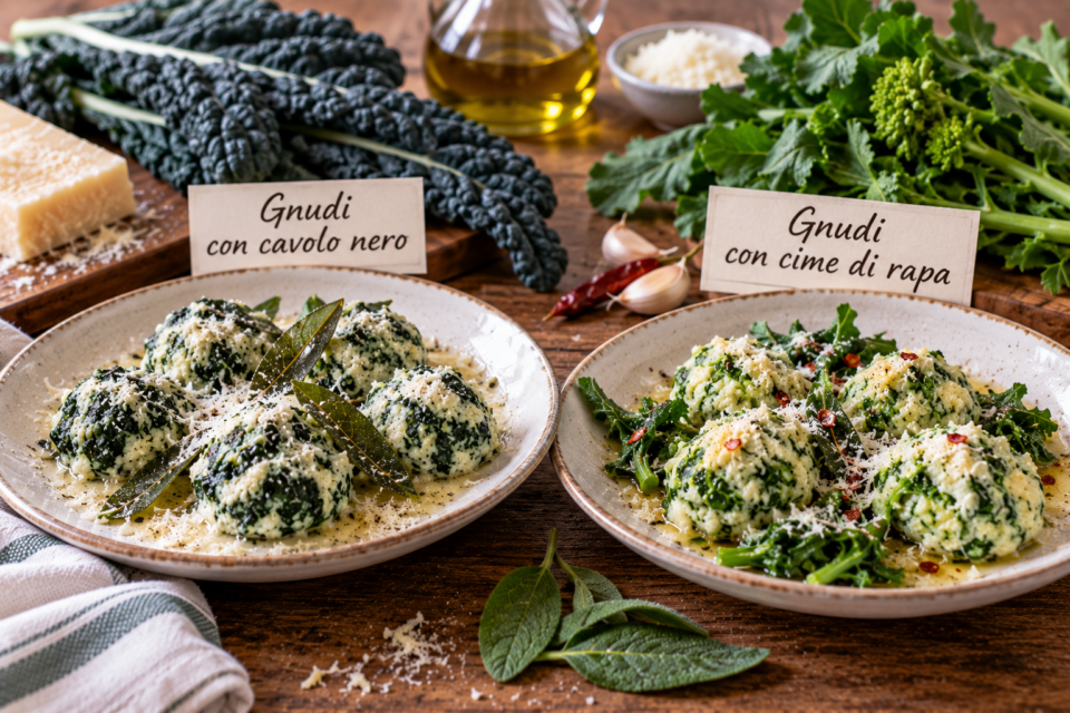 Gnudi di cavolo nero e gnudi di cime di rapa