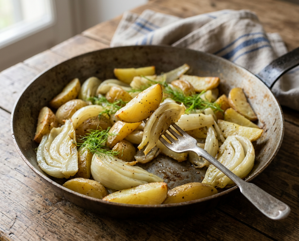 Finocchi e patate in padella: dorati e saporiti