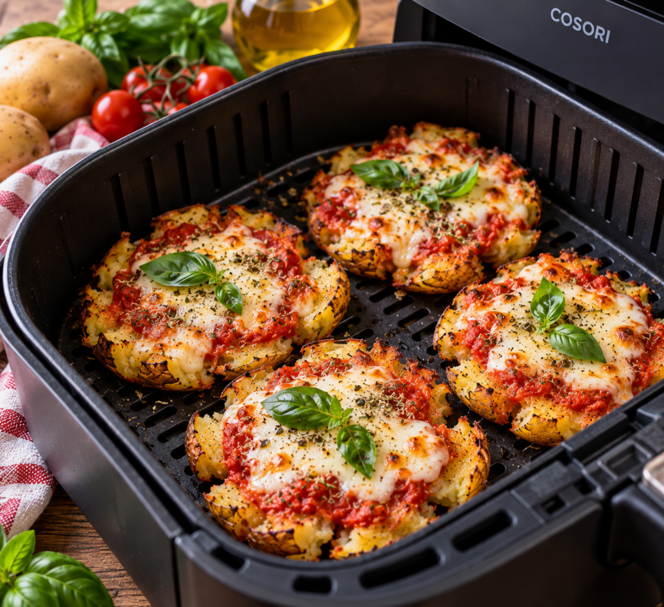 Pizzette di patate bollite cotte nella friggitrice ad aria