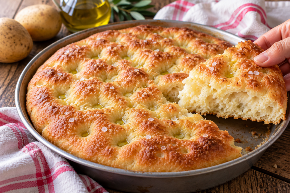 Focaccia di patate genovese: la Fügassa co-e patatte soffice e morbida