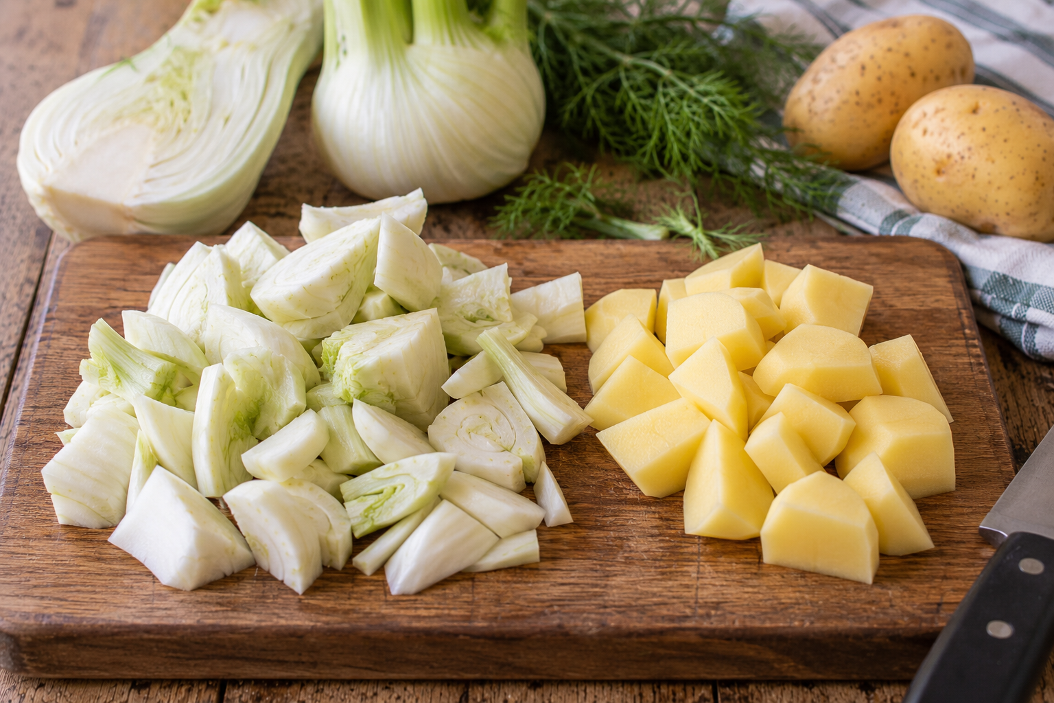Pulire patate e finocchi