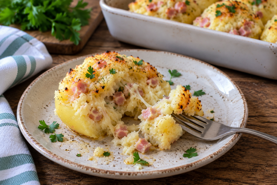 Patate ripiene di prosciutto e formaggio