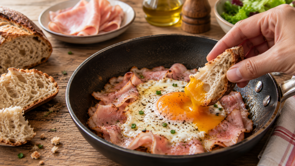 Uova al prosciutto con scarpetta