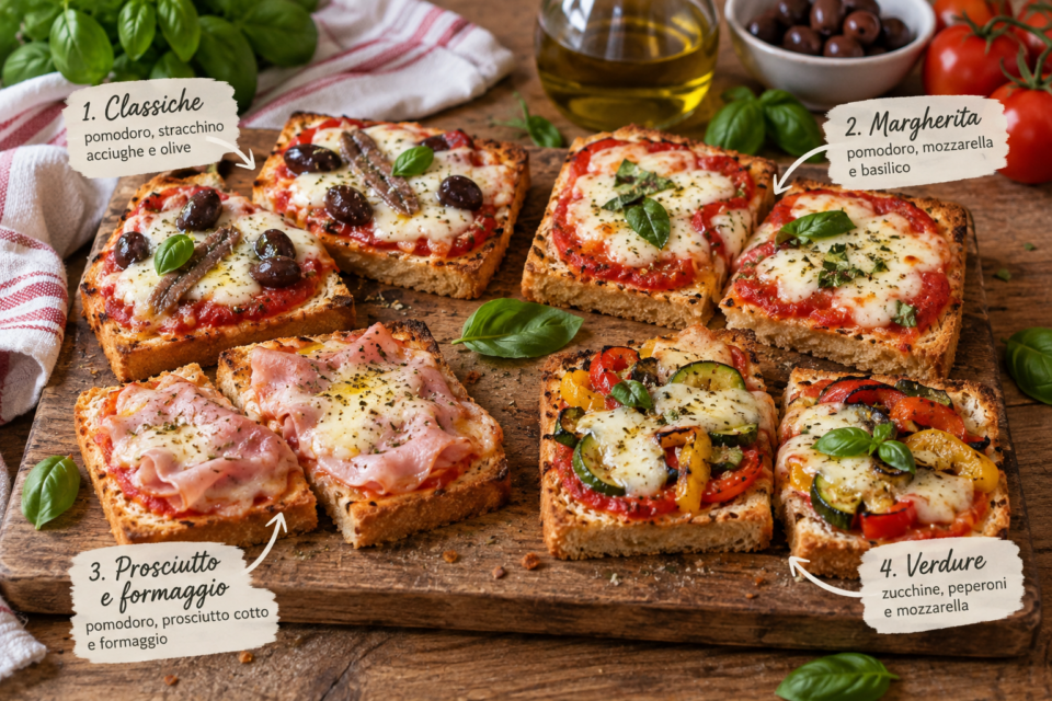 4 varianti delle pizzette di pancarrè