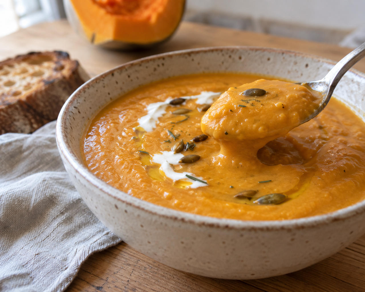 Vellutata di zucca e yogurt: cremosa e facilissima