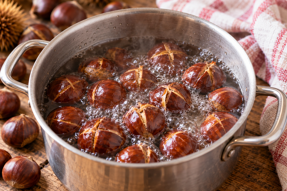 Castagne Bollite in Pentola