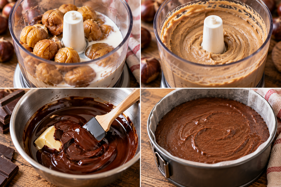 Collage di torta castagne e cioccolato