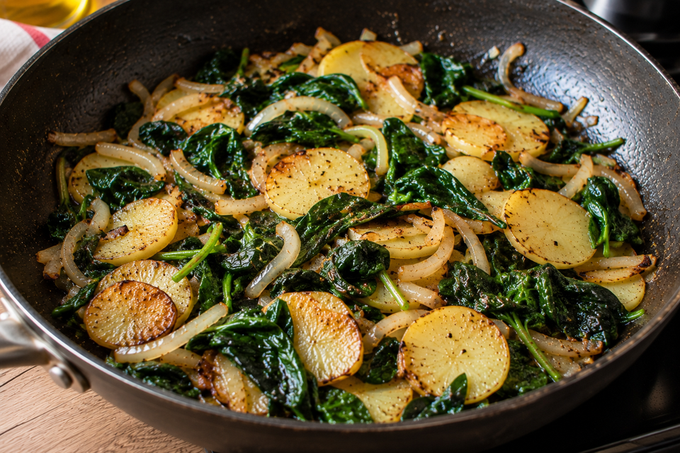 Patate, cipolle e spinaci