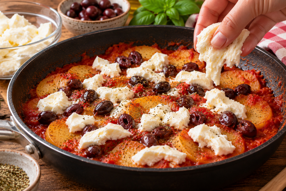 Aggiungere olive e mozzarella