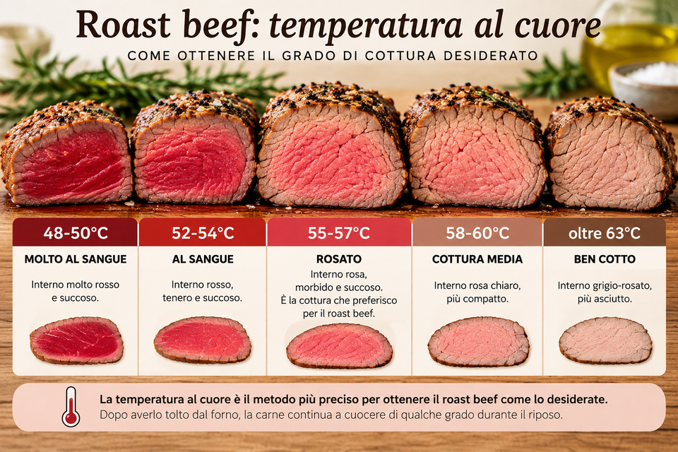 La temperatura al cuore del roast beef