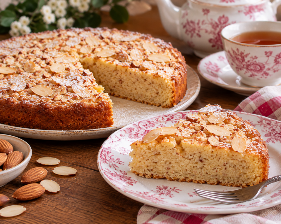 Torta alle mandorle e tè vintage