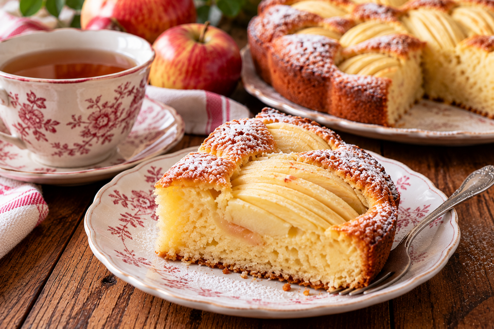Torta di mele e tè caldo