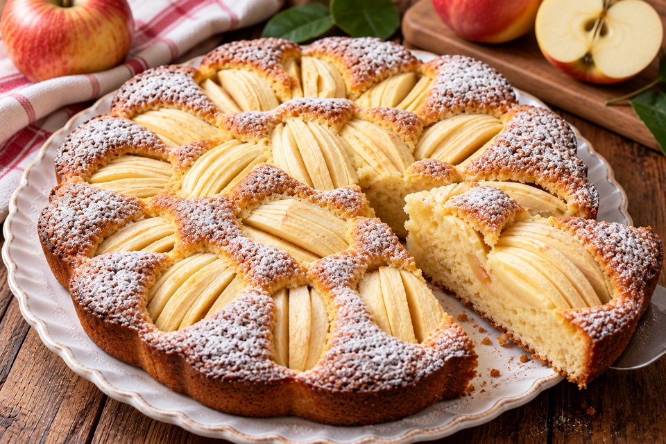 Torta di mele rustica con zucchero a velo