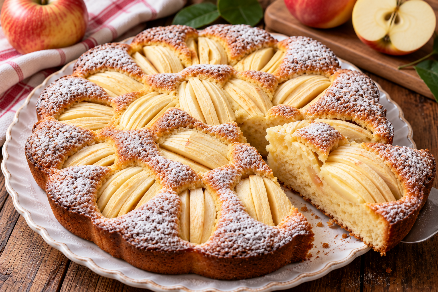 Torta di mele rustica con zucchero a velo
