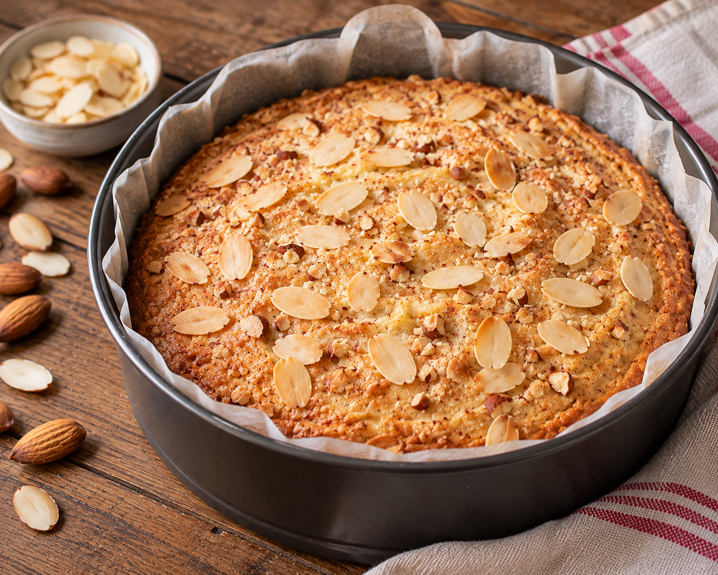 Torta rustica alle mandorle appena sfornata