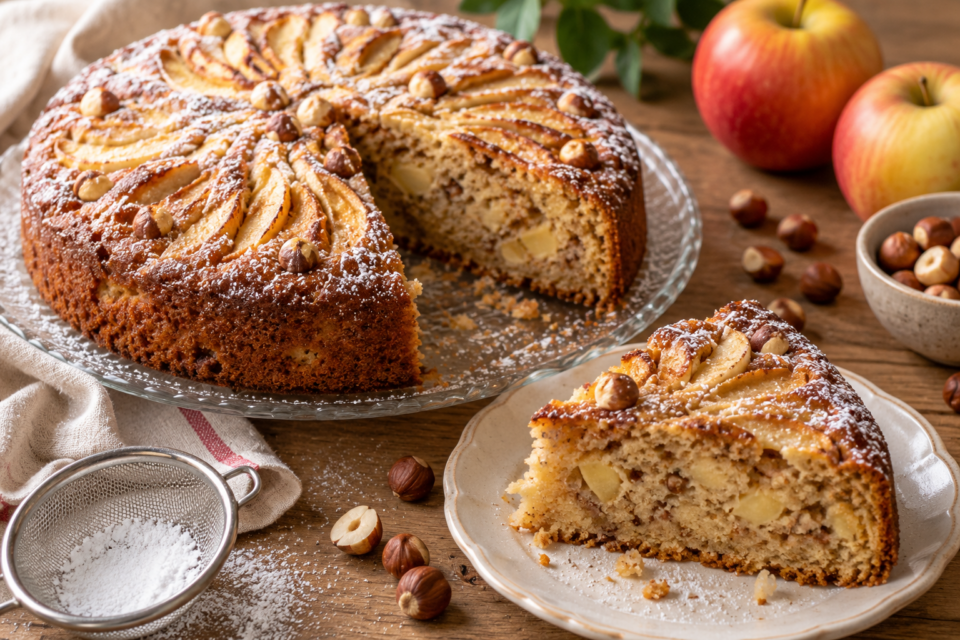 Torta di mele e nocciole: soffice, profumata e ricca di frutta
