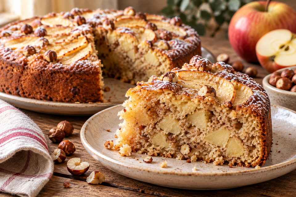Come servire la torta di mele e nocciole