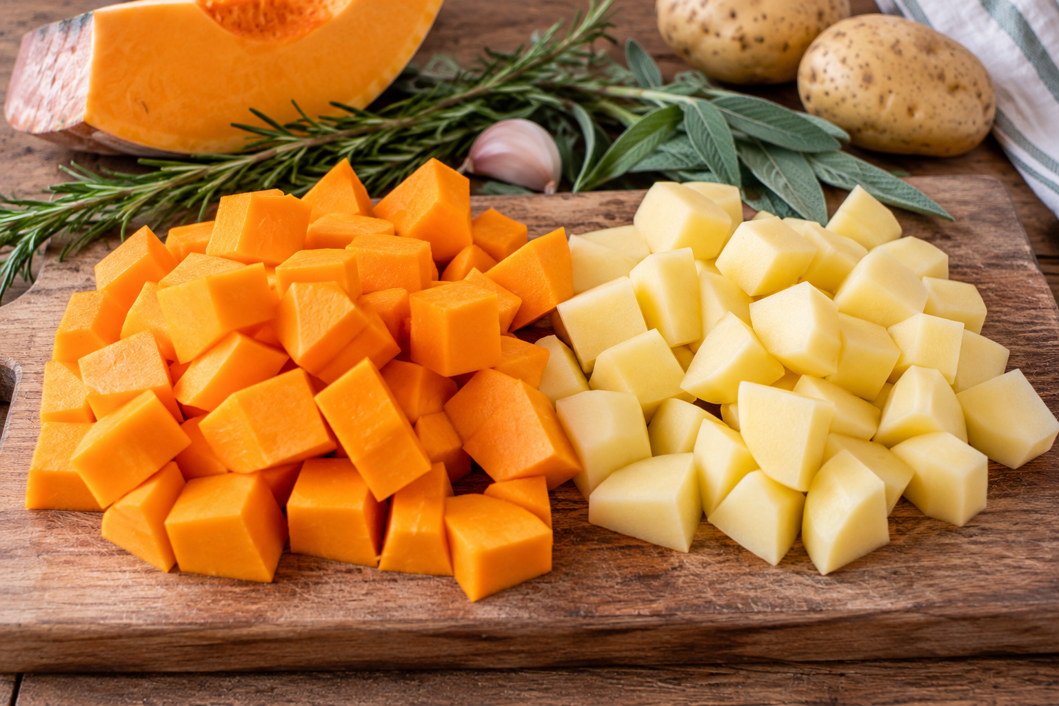 Zucca e patate al profumo di erbe fresche