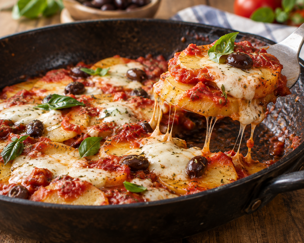 Patate alla pizzaiola in padella: filanti e senza forno