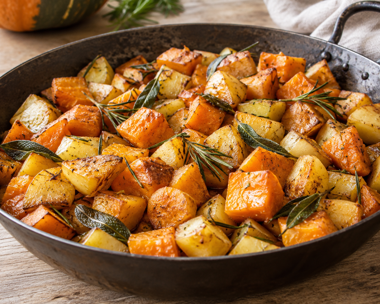 Zucca e patate in padella: il contorno autunnale dorato e profumato