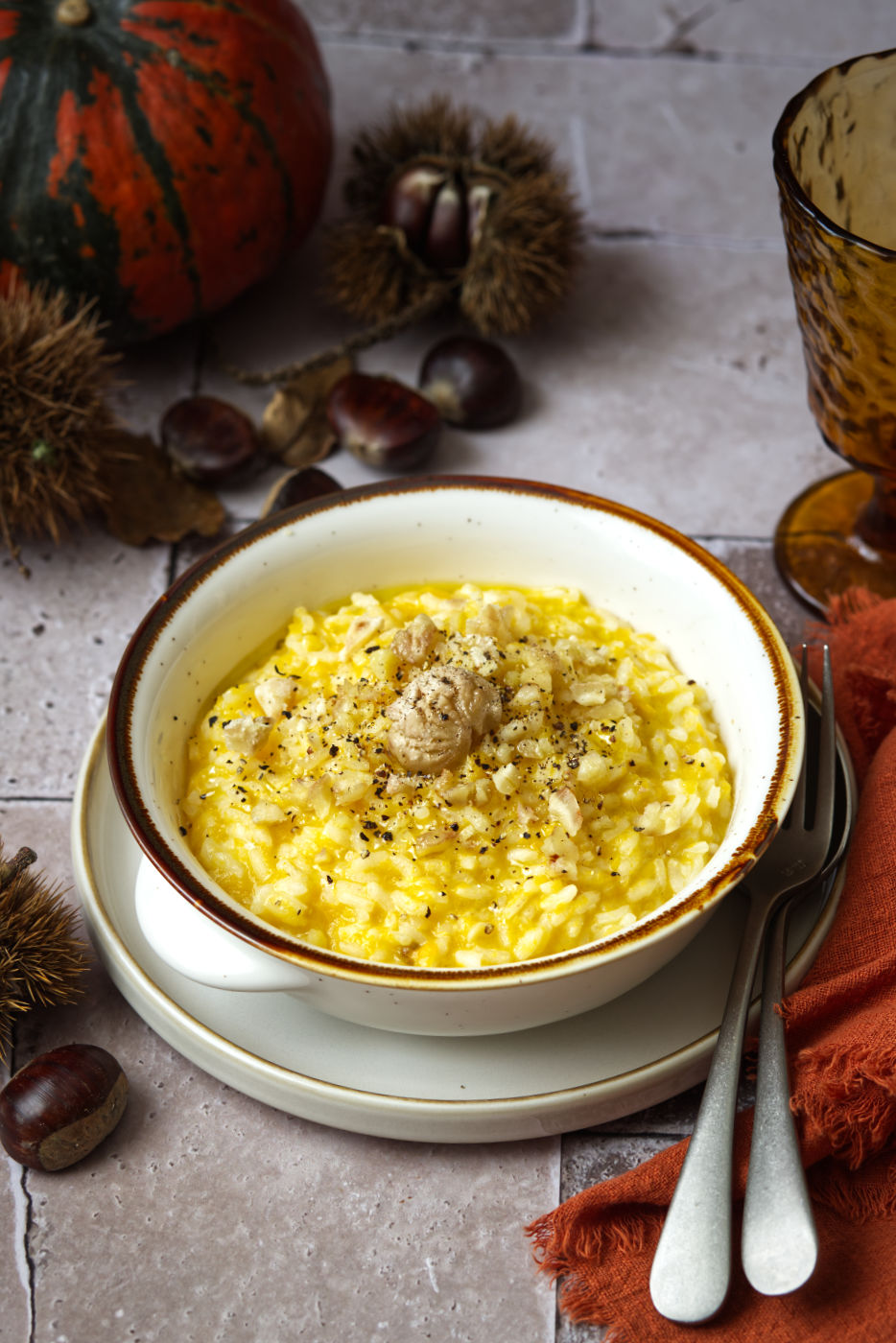 risotto alla zucca e castagne