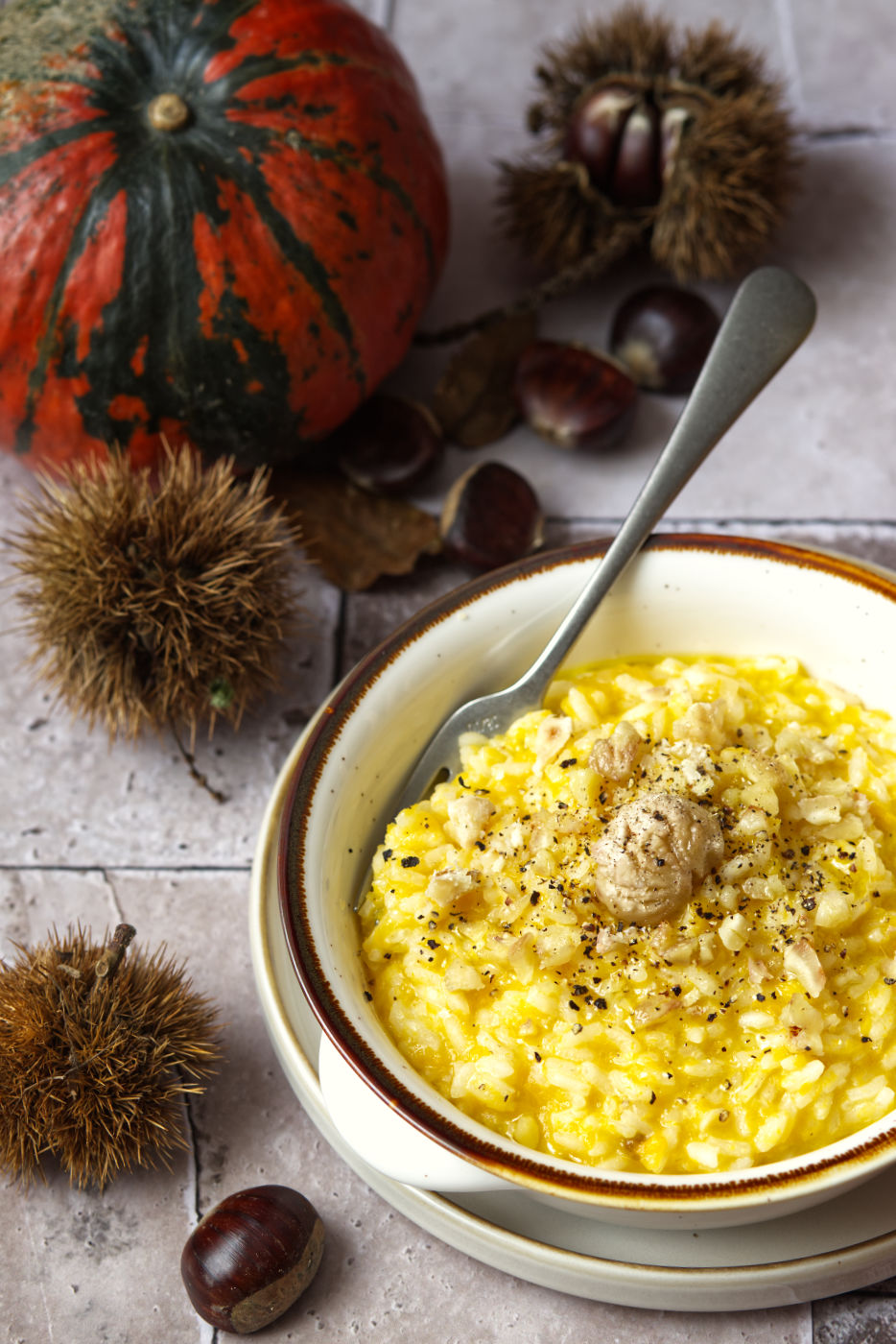 risotto alla zucca e castagne