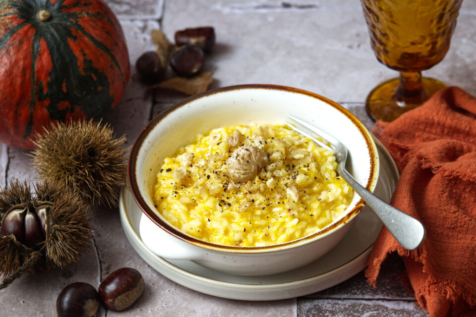 risotto alla zucca e castagne