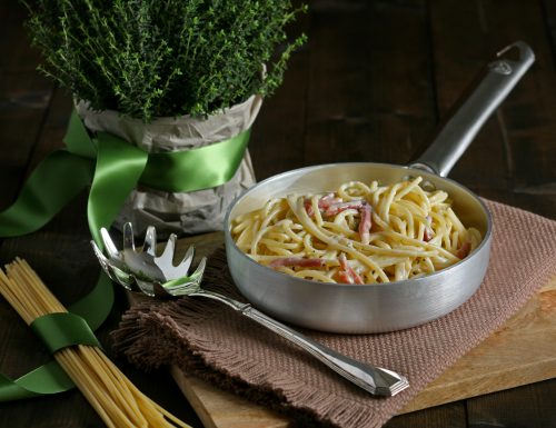 Spaghetti cremosi speck e gorgonzola