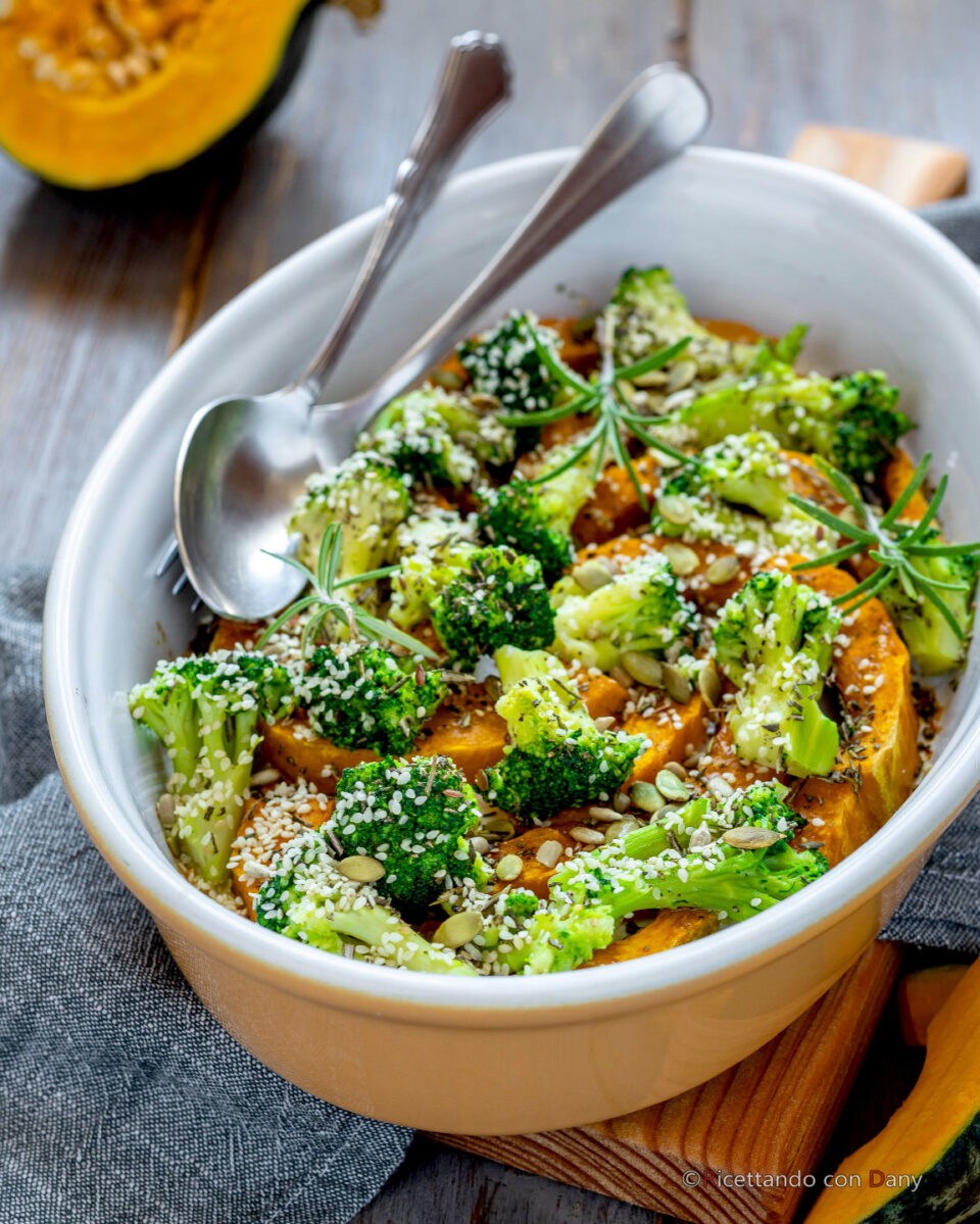 Zucca e broccoli al forno
