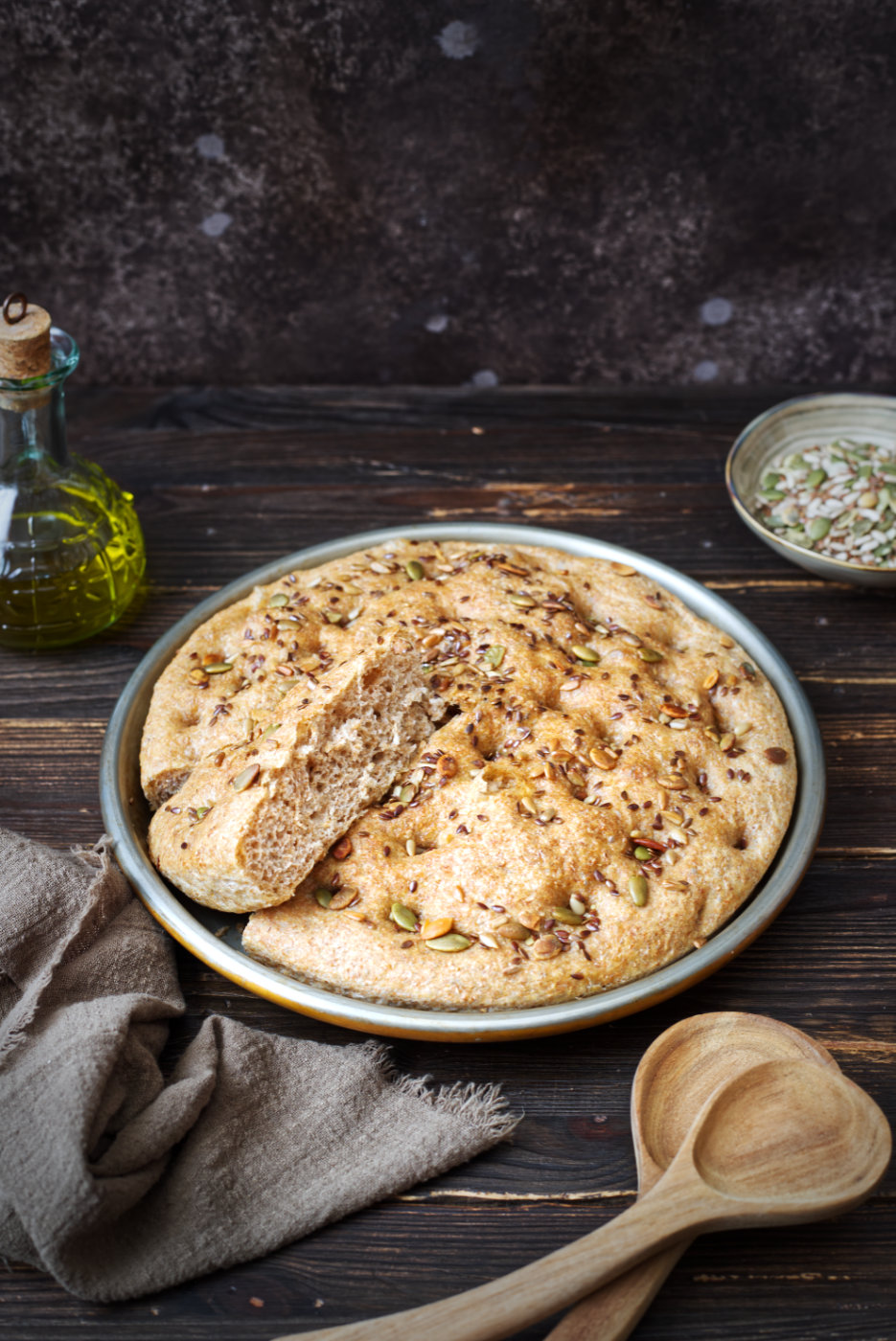 focaccia integrale con semi misti