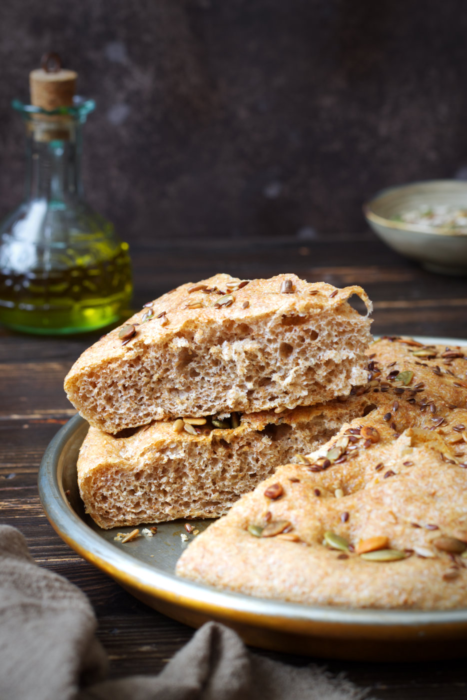 focaccia integrale con semi misti