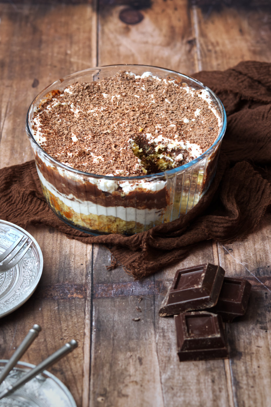 trifle alla panna e cioccolato