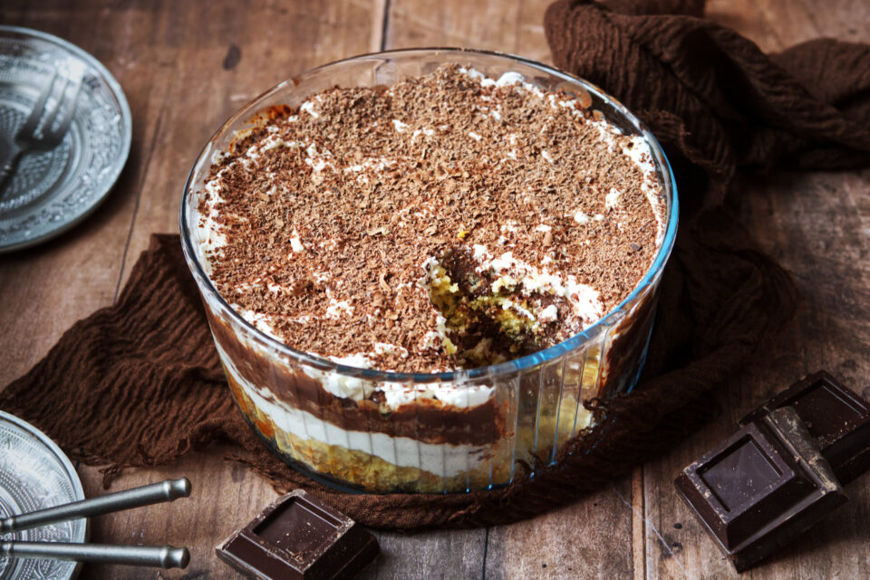 trifle alla panna e cioccolato